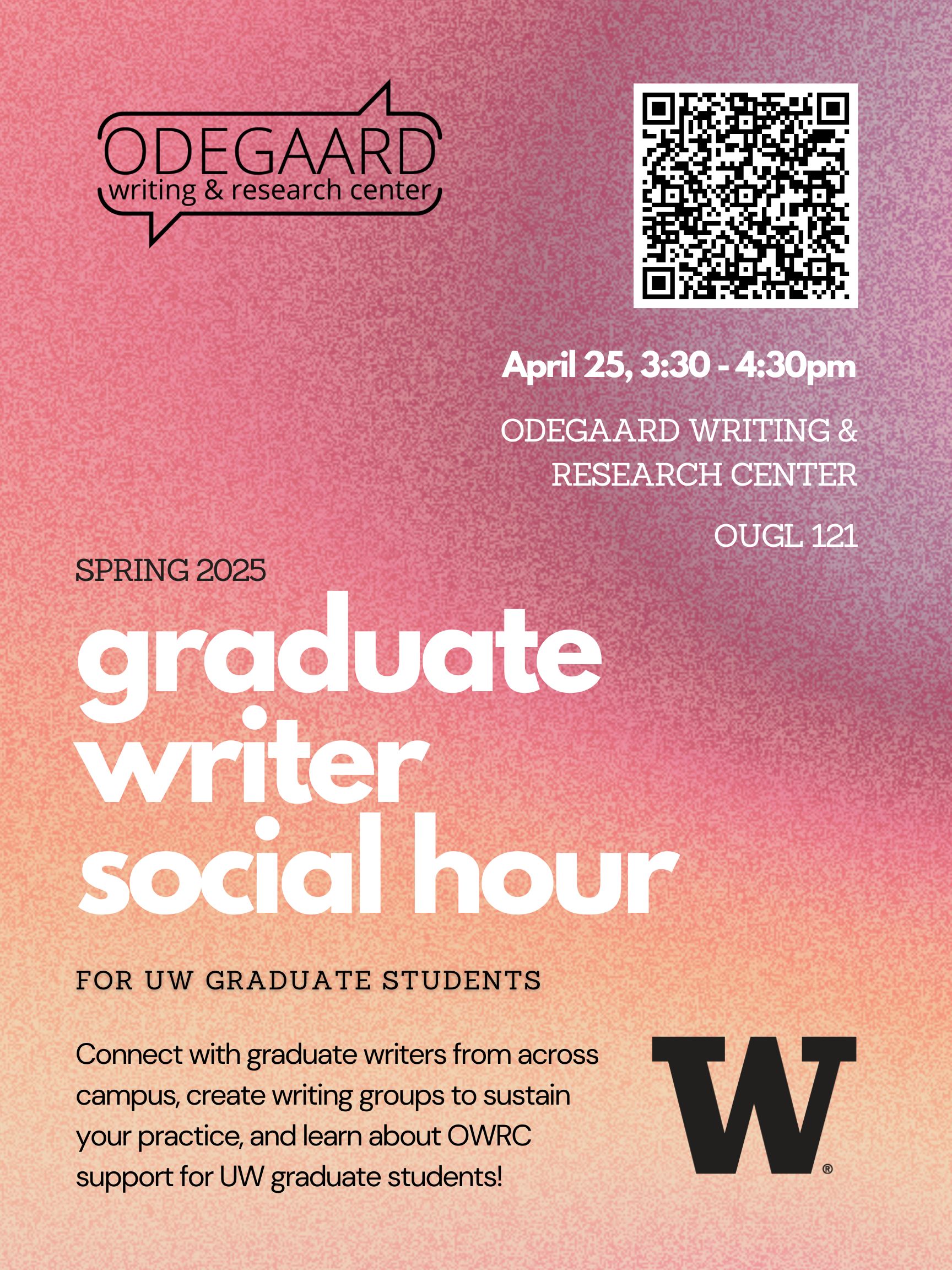 Flyer for graduate writer social hour